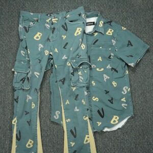 Valabasas Set Mens Jeans Shirt 36x34 Blue All Over Print AOP Shirt XL